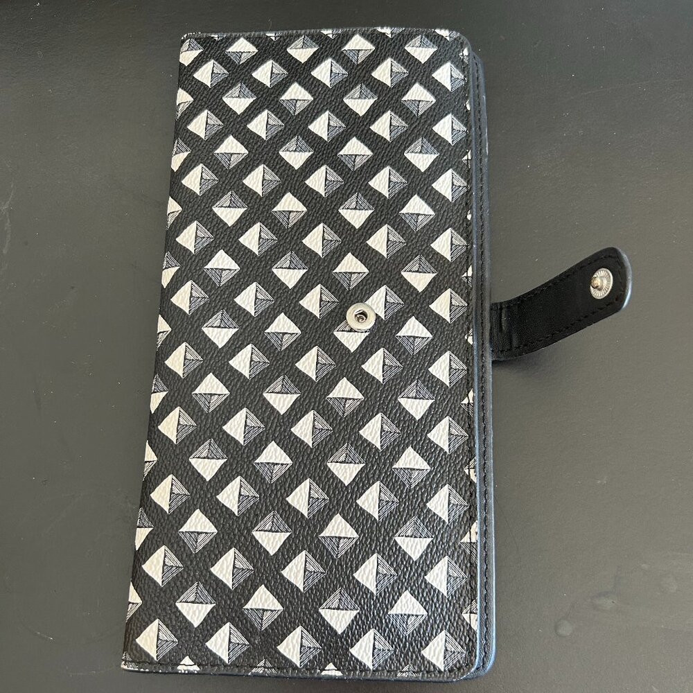 Vera Bradley Black White Diamond Long Thin Faux Leather Wallet